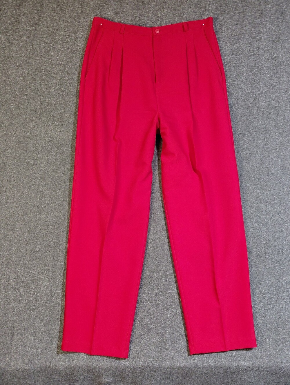 Vintage 90s Cherry Red High Rise Straight Leg Pleated Trousers Sz 16